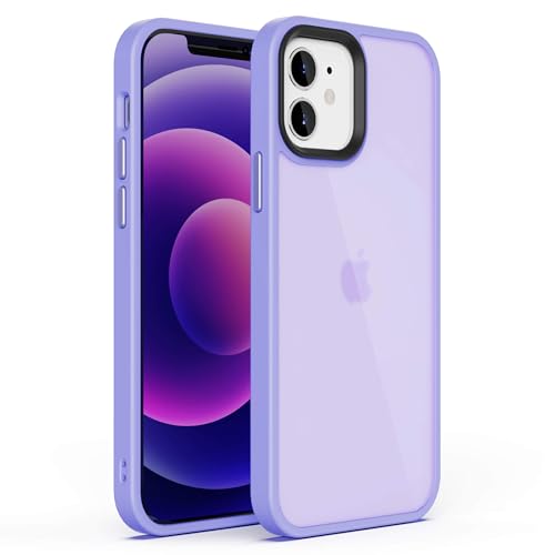 ULAK Compatible with iPhone 12 Case, iPhone 12 Pro Cover, Transparent Frosted Protective Phone Case, Soft TPU Women Girls Shockproof Protective Cover for iPhone 12 & iPhone 12 Pro 6.1 inch, Lilac | Transparent Frosted Protective Case, Soft TPU Women Girls
