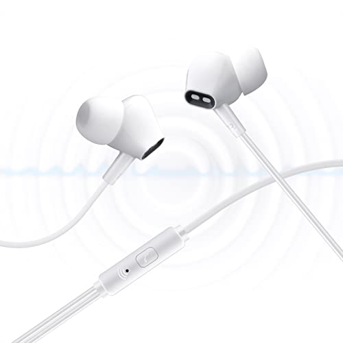 Aylaa Wired Earbuds Headphones for School with Microphone Noise Isolating Stereo Bass in-Ear Earphones – for Smartphones, Tablets, Schools, Ipads, Multiuse - 3.5mm Plug in Audio Jack - White - color: White