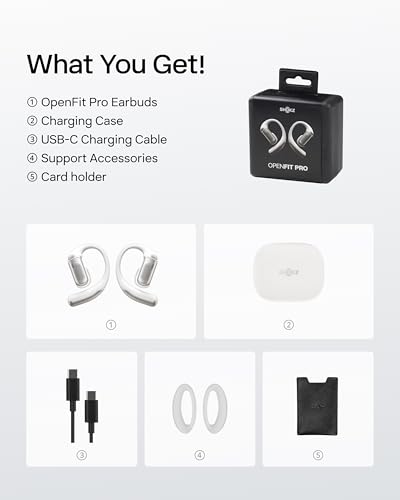 SHOKZ OpenFit Pro Open-Ear Earbuds with Noise Reduction, Dolby Atmos, White - color: White