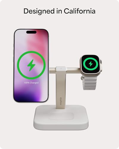 Mophie 3-in-1 Wireless Charging Stand - Qi2-Certified w/Up to 15W Power - color: White, size: 3-in-1 Charging Stand