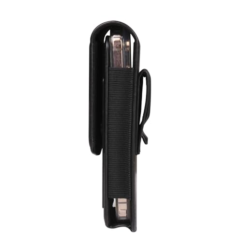 Cell phone Waist Bag with Belt Clip Leather, Vertical Cell Phone Belt Pouch for Men's, Smartphone Waist Holder Wallet Hiking Travel Carrying Case Belt Holster Pack with Card Slot Carabiner Hook - color: Black, size: 6.9 INCH