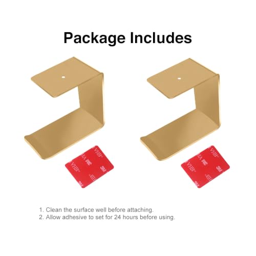 Aluminum Under-Desk Headphone Hanger with Strong Adhesive (2 Pack, Gold) - color: Gold-2Pack
