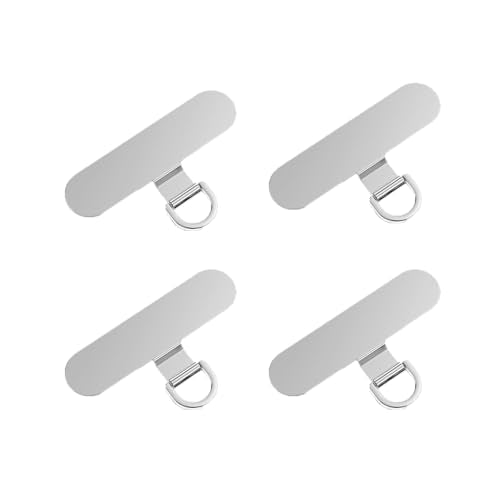 Phone Tether Tab 4pcs 360° Swivel Clip Ultra Thin Stainless Steel Lanyard Tab Patch for All Phone Cases Insert, Silver - color: Silver