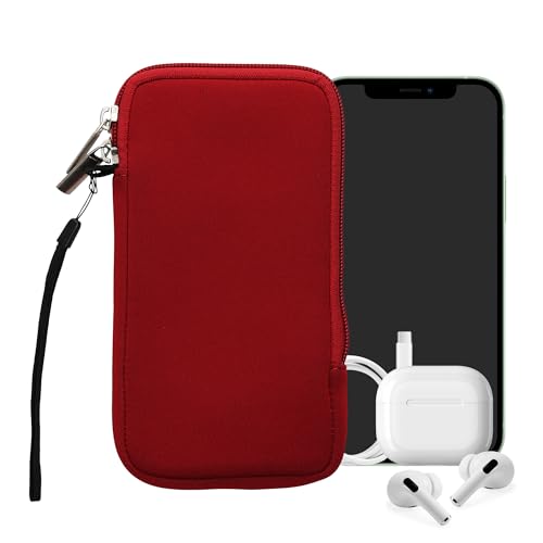 kwmobile Universal Phone Pouch Size XXL - 7" - Neoprene Smartphone Pouch with Zip - Water-Repellent Mobile Phone Case - Sleeve in Red - color: red, size: XXL - 7"