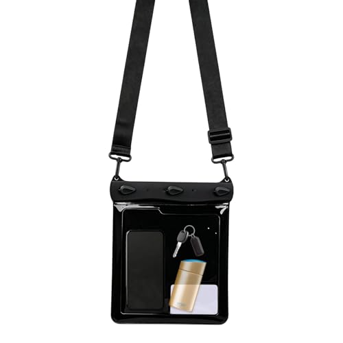 Phone Waterproof Pouch Touchscreen Large Shoulder Bag | Underwater Cell Phone Case for Cruise, Travel, Pool, Rafting, Diving, Snorkeling, Ship, Kayak - color: Black