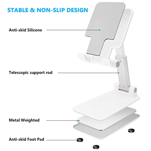 Cell Phone Stand for Desk, Angle & Height Adjustable Phone Holder, (White) - color: B-White