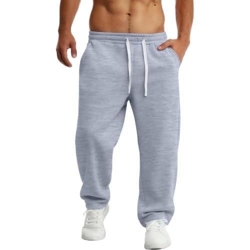 Baggy Sweat Pants for Mens Drawstring Lightweight Sweatpants with Pockets - color: Z003- Light Gray, size: Medium