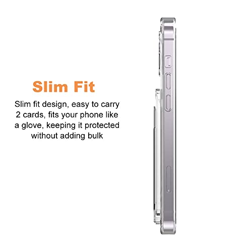 for iPhone 14, iPhone 13 Clear Wallet Case, Anti-Yellowing Slim Fit Thin TPU Bumper + PC Back Case with 2 Cards Holder - color: Clear, size: iPhone 14 / 13