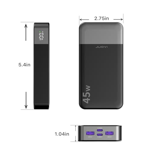 JUOVI Power Bank 45W 20000mAh Portable Charger - color: Black