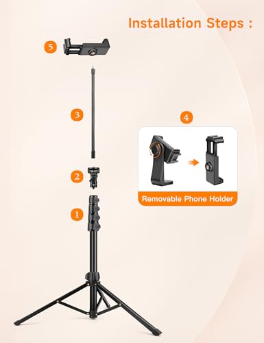 Phone Tripod, 86" Tall Tripod for iPhone with Flexible Gooseneck & Remote, Portable Aluminum Cellphone Stand for Selfies, Video Recording,Travel, Compatible with iPhone Android (Pack of 3) - size: 86 inch (Pack of 3)