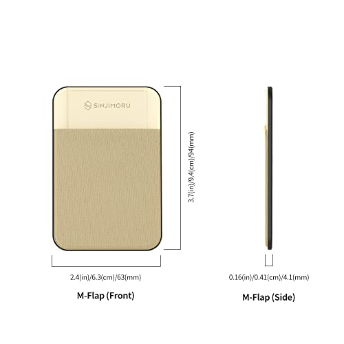 Sinjimoru Privacy Cover Magnetic Card Holder, Magnetic Phone Wallet Stick on as Credit Card Holder for MagSafe Compatible with iPhone 16 15 14 13 12 Series. M-Flap - color: Beige