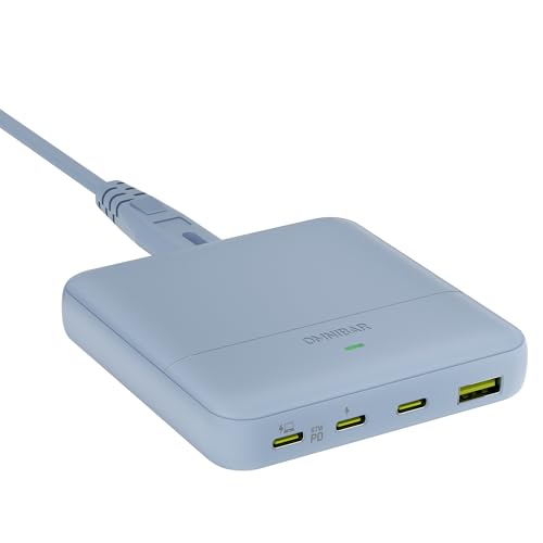USB C Charging Station Slim, 67W Max 4-Port GaN Desktop Charger - color: Blue
