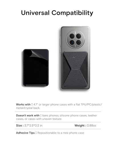 MOFT Phone Stand, Adhesive Card Holder Fits 2-3 Cards, Slim & Portable Phone Wallet, 2 Viewing Angles, RFID Blocking, Compatible with iPhone, Galaxy and Most Smartphones-Starry Grey - color: Starry Grey