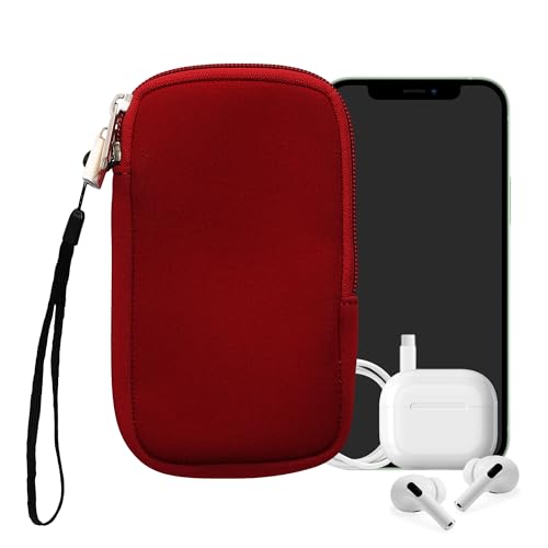 kwmobile Universal Phone Pouch Size M - 5.5" - Neoprene Smartphone Pouch with Zip - Water-Repellent Mobile Phone Case - Sleeve in Red - color: red, size: M - 5.5"
