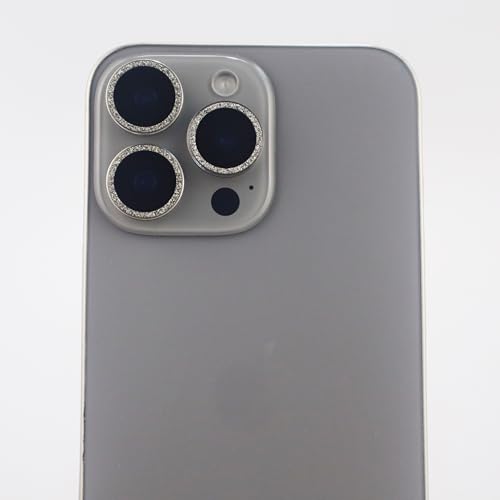 BONVAN for iPhone 15 Pro / 15 Pro Max / 14 Pro / 14 Pro Max Camera Lens Protector Bling Glitter Metal Crystal Tempered Glass Screen Accessories Lens Cover (Grey) - color: Grey