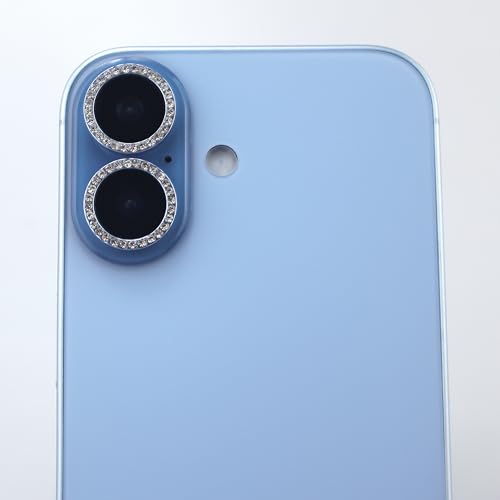 BONVAN for iPhone 17 Camera Lens Protector Bling Glitter Diamond Metal Crystal Tempered Glass Screen Accessories Rhinestones Lens Cover (Light Blue) - color: Light Blue