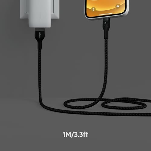 Belkin USB A to Lightning Braided Cable 2 Pack, 3.3ft iPhone Charger Cord - color: Black, style: 1M 2-Pack