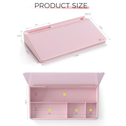 TOWON Compact Glass Desktop Whiteboard with Storage 12x7 in, Pink - color: Pink