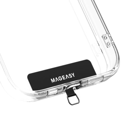 MAGEASY Phone Tether Tab - Cell Lanyard Tab, Lanyard Patch, Strap Replacement Part for All Fully Covered Cases (Black) - color: Black