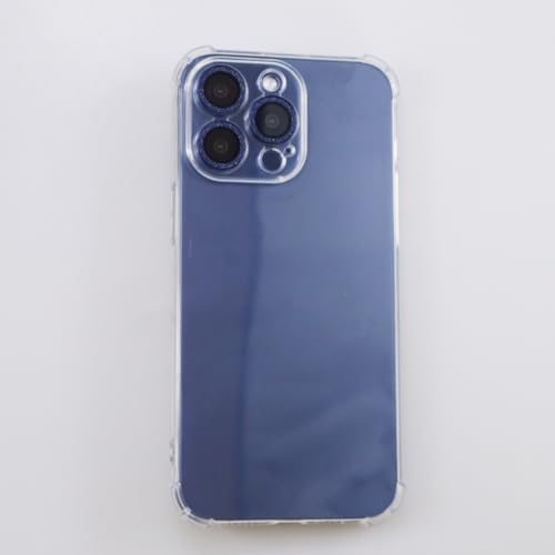 BONVAN for iPhone 15 Pro / 15 Pro Max / 14 Pro / 14 Pro Max Camera Lens Protector Bling Glitter Metal Crystal Tempered Glass Screen Accessories Lens Cover (DK.Blue) - color: DK.Blue