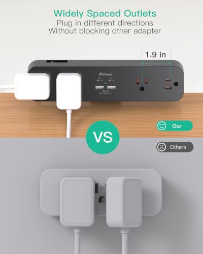 Mifaso PD65W Desk Clamp Power Strip, 1080J Surge Protector, 2 USB C - color: Black, size: PD65W