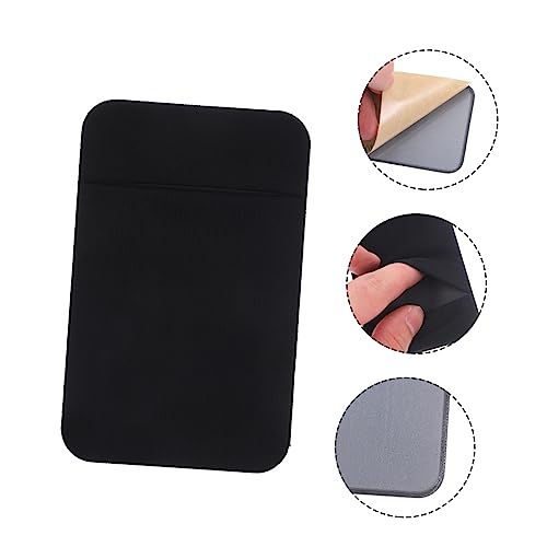 DOITOOL 2pcs Adhesive Phone Card Holders for Back Stretch Fabric Wallet Slim Sticky Pocket for Credit Cards and ID Compatible Smartphones Black