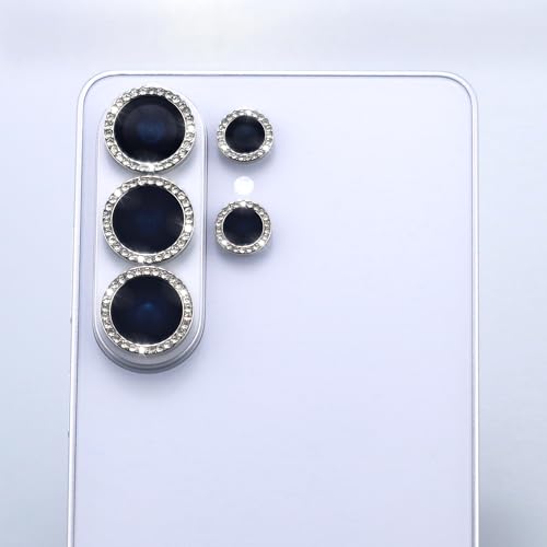 for Samsung Galaxy S26 Ultra Camera Lens Protector, Bling Diamond Metal Ring Tempered Glass Lens Cover, Sparkly Rhinestone Accessories (Silver) - color: Silver