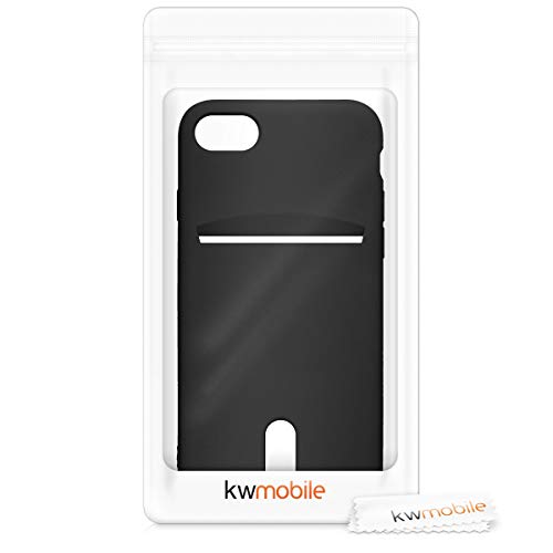 kwmobile Case Compatible with Apple iPhone SE (2022) / iPhone SE (2020) / iPhone 8 / iPhone 7 - Soft TPU Phone Cover with Card Holder and Silicone Finish - Black - color: black