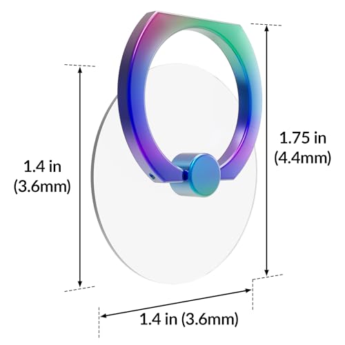 Tomorotec 3PCS Phone Ring Holder Clear Grip Stand 360° Rotation, Iridescent - color: Iridescent
