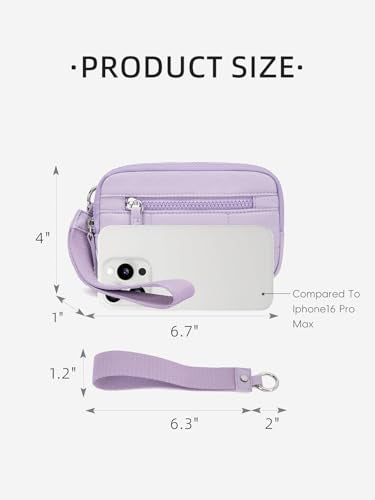 WESTBRONCO Wristlet Wallets for Women – RFID Blocking Quilted Nylon Phone Wallet, Card Holder Purse for Travel & Everyday Use - color: Purple