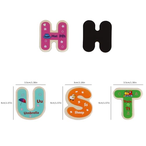 TOWO Wooden Magnetic Letters and Numbers, Fridge Magnets for Kids - color: Alphabet