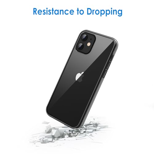 JETech Case for iPhone 12/12 Pro 6.1-Inch, Non-Yellowing Shockproof Phone Bumper Cover, Anti-Scratch Clear Back (Black) - color: Black