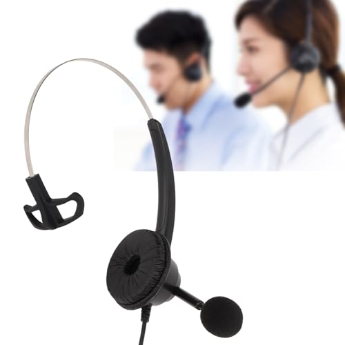 H360 3.5MV Single Ear Business Headset, 3.5mm Wired Telephone Headphone, Noise Cancelling Mic, Mute Function, ABS, for Call Center Office