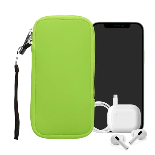 kwmobile Universal Phone Pouch Size XXL - 7" - Neoprene Smartphone Pouch with Zip - Water-Repellent Mobile Phone Case - Sleeve in Neon Green - color: neon green, size: XXL - 7"