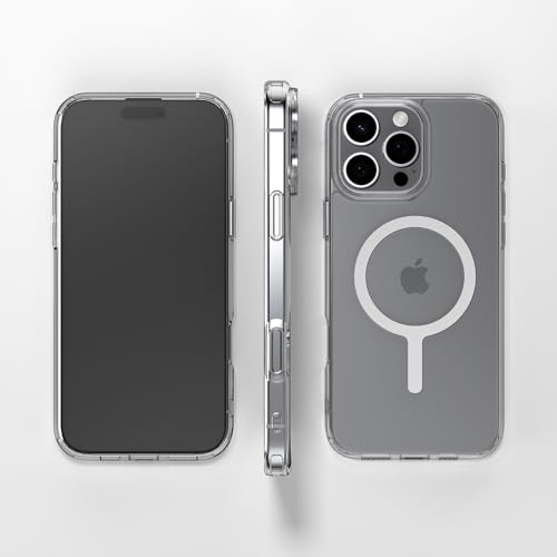 Sinjimoru for iPhone 16 Pro Max Clear Case, Compatible with MagSafe | M-Airclo Basic, anti-yellowing UV coating, shockproof PC TPU bumper, 1000G strong magnet - size: iPhone 16 Pro Max