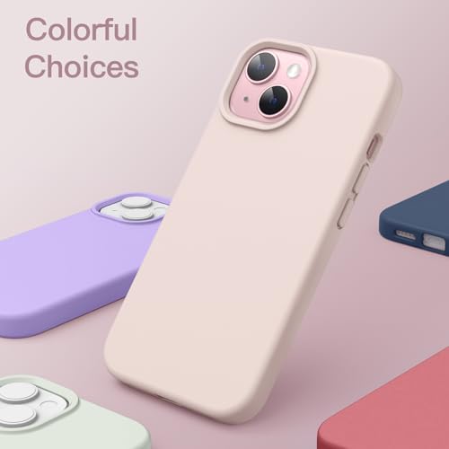 JETech Silicone Case for iPhone 15, Light Pink | Silky Soft Touch, Shockproof Protection, Scratch Resistant, Microfiber Lining - color: Light Pink, size: iPhone 15