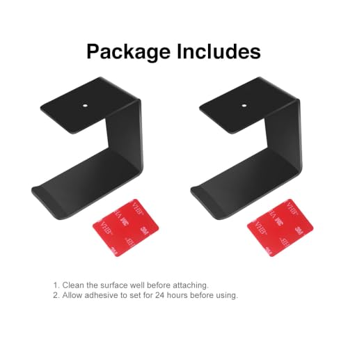 Aluminum Under-Desk Headphone Hanger with Strong Adhesive (2 Pack, Black) - color: Black-2Pack