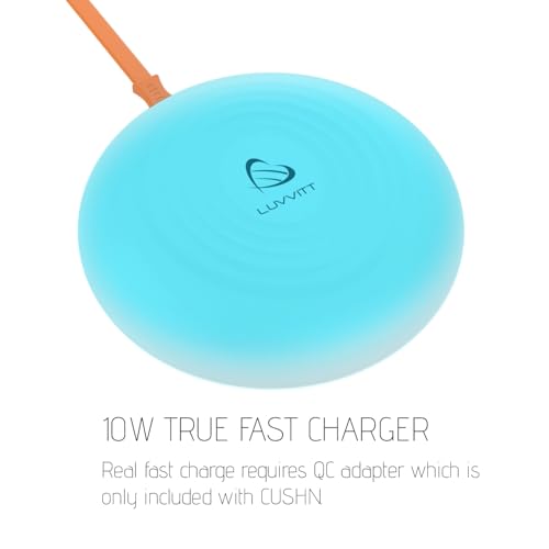 Wireless Charger with LED Light/Night Lamp Luvvitt CUSHN 10W Fast Charging Pad for All Phones and Qi Enabled Devices Multi Color Quick Charge QC 3.0 - Adapter Included