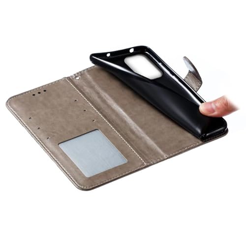 EYZUTAK Case for Samsung Galaxy A16 4G/5G, Premium Leather Magnetic Closure Flip Wallet Phone Case with Card Holder Cash Slot Stand Function Embossed Mandala Flower Slim Shockproof Lanyard Cover -Gray - color: Gray, size: Samsung Galaxy A16 4G/5G