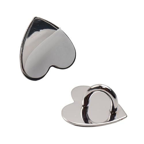 Phone Charm Hook Adhesive Phone Finger Grip Hook, Heart Shaped - color: Silver