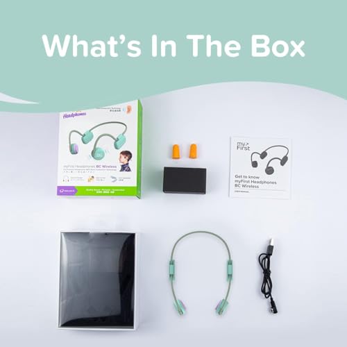 myFirst Bone Conduction Headphone Wireless - Open Ear Design Official Headphones with Bluetooth Wireless IPX6 Flexible Waterproof for Kids/Adults (Green)