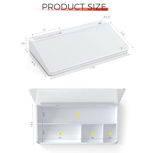 TOWON Compact Glass Desktop Whiteboard with Storage 12x7 in, White - color: White