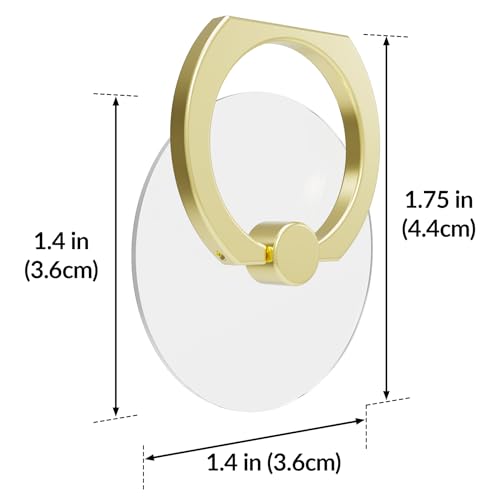 3PCS Clear Base Phone Holders with 360° Rotation & 180° Adjustable Angle, No-Trace Adhesive for Easy Removal, Strong Grip and Smooth Rotation, Includes 2 Hooks & Remover (Gold Ring) - color: Gold