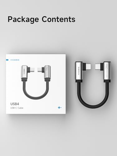 Hagibis 0.5ft 90 Degree USB4 Cable, 40Gbps Data Transfer, 8K@60Hz Video Display, 240W Fast Charging Right Angle USB-C Cable, Short Type-C Cable for iPhone 17 16 15 Pro Max, iPad Pro, Laptop