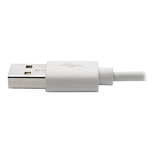 TRIPP LITE Right-Angle Lightning to USB Sync Charging Cable for iPhone iPad Apple White MFI Certified 3' (M100-003-LRA-WH)