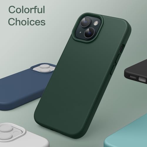 JETech Silicone Case for iPhone 15, Midnight Green | Silky Soft Touch, Shockproof Protection, Scratch Resistant, Microfiber Lining - color: Midnight Green, size: iPhone 15