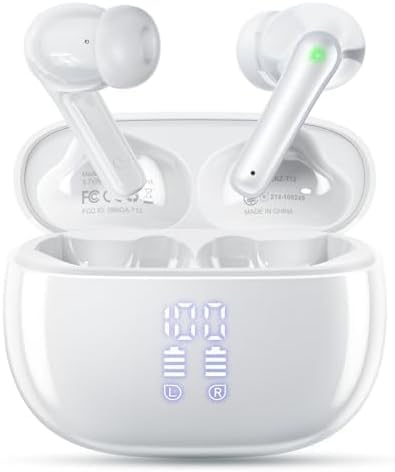 JGUG Bluetooth Earbuds with Touchscreen Charging Case, Noise Cancelling Wireless Headphones