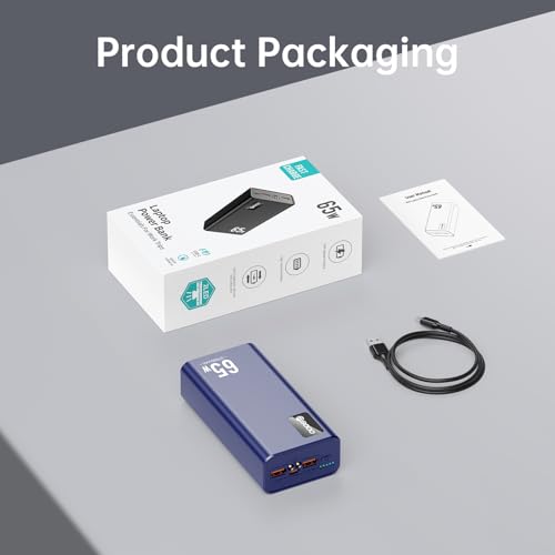 PSOOO Power Bank 65W 27000mAh Laptop Battery Pack - color: Blue