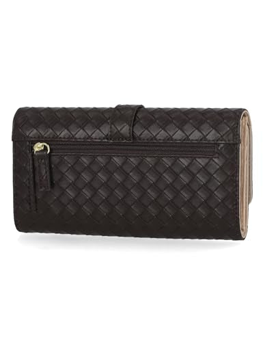 Mundi File Master Womens RFID Blocking Wallet Clutch Organizer With Change Pocket - color: Espresso (Woven), size: One Size