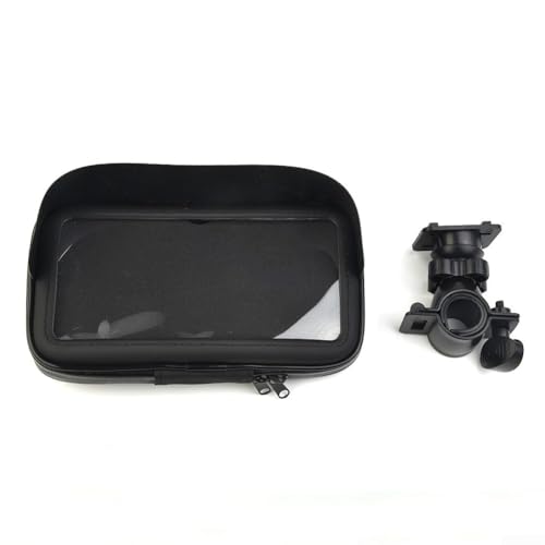 6.5 Inch Motorcycle Phone Mount Bag, Waterproof Handlebar Holder Case For ATV Scooter GPS Navigation, Shockproof Touch Screen Pouch With Sun Visor And Foam Inserts, Black